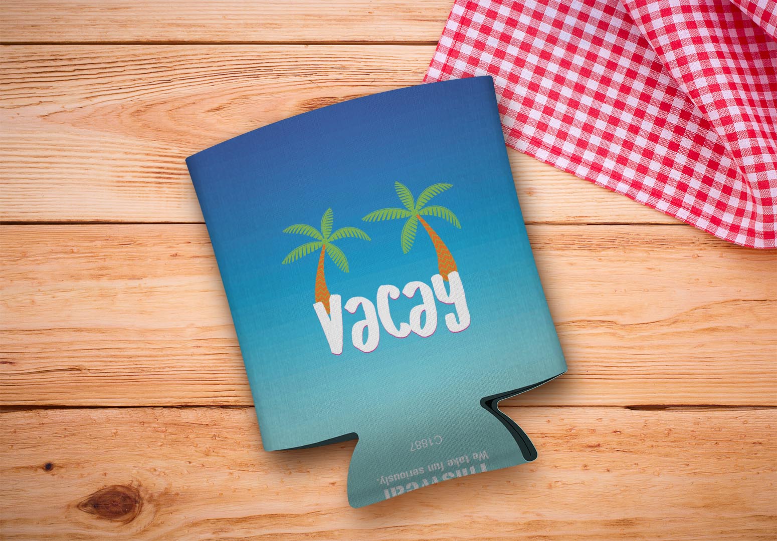 drink sleeve on a wood background