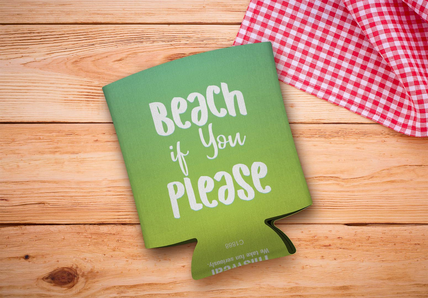 drink sleeve on a wood background