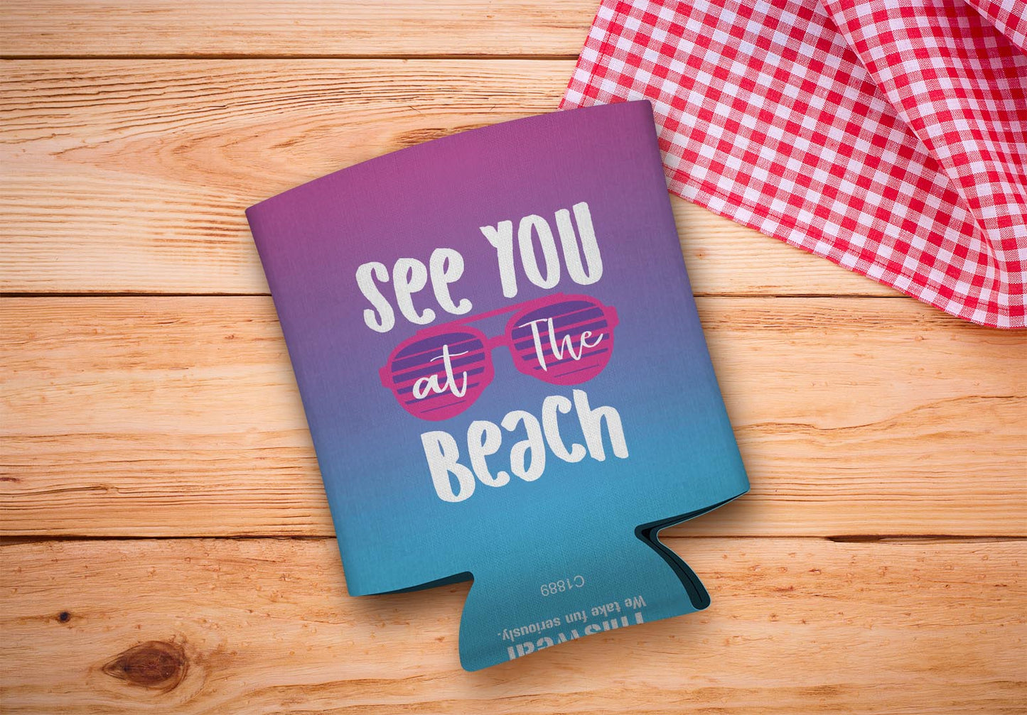 drink sleeve on a wood background