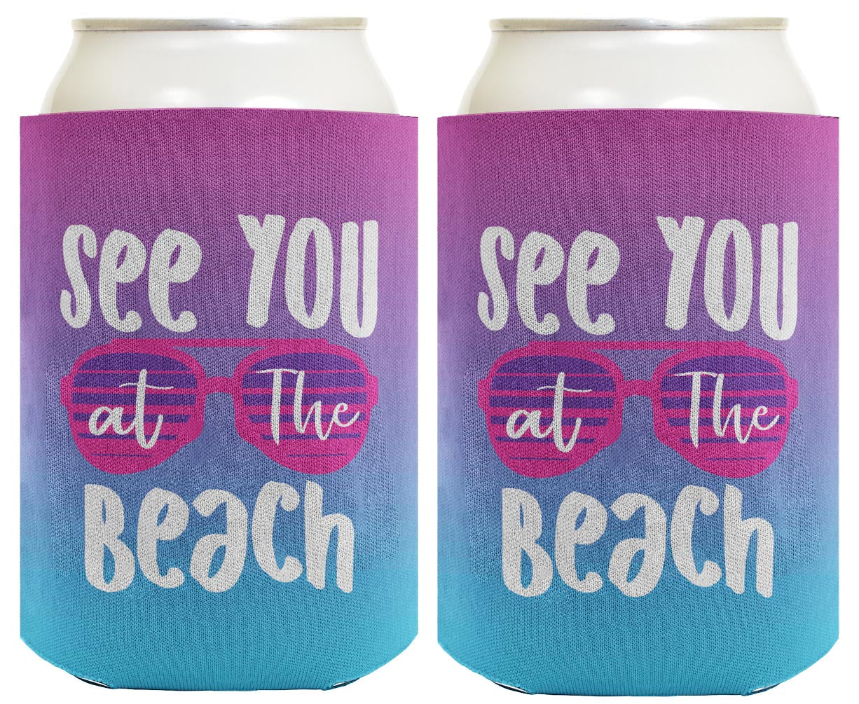 Summer Vibes See You At The Beach Standard or Slim Can Thermocooler Drink Sleeve