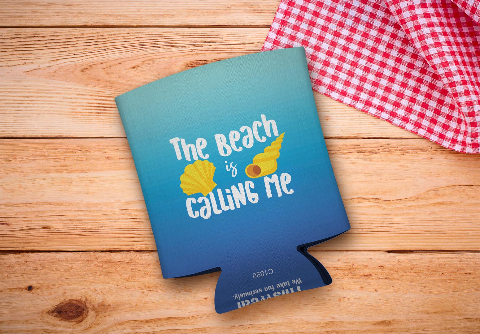 drink sleeve on a wood background
