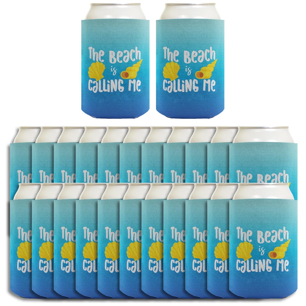 Summer Vibes The Beach Is Calling Me Standard or Slim Can Thermocooler Drink Sleeve
