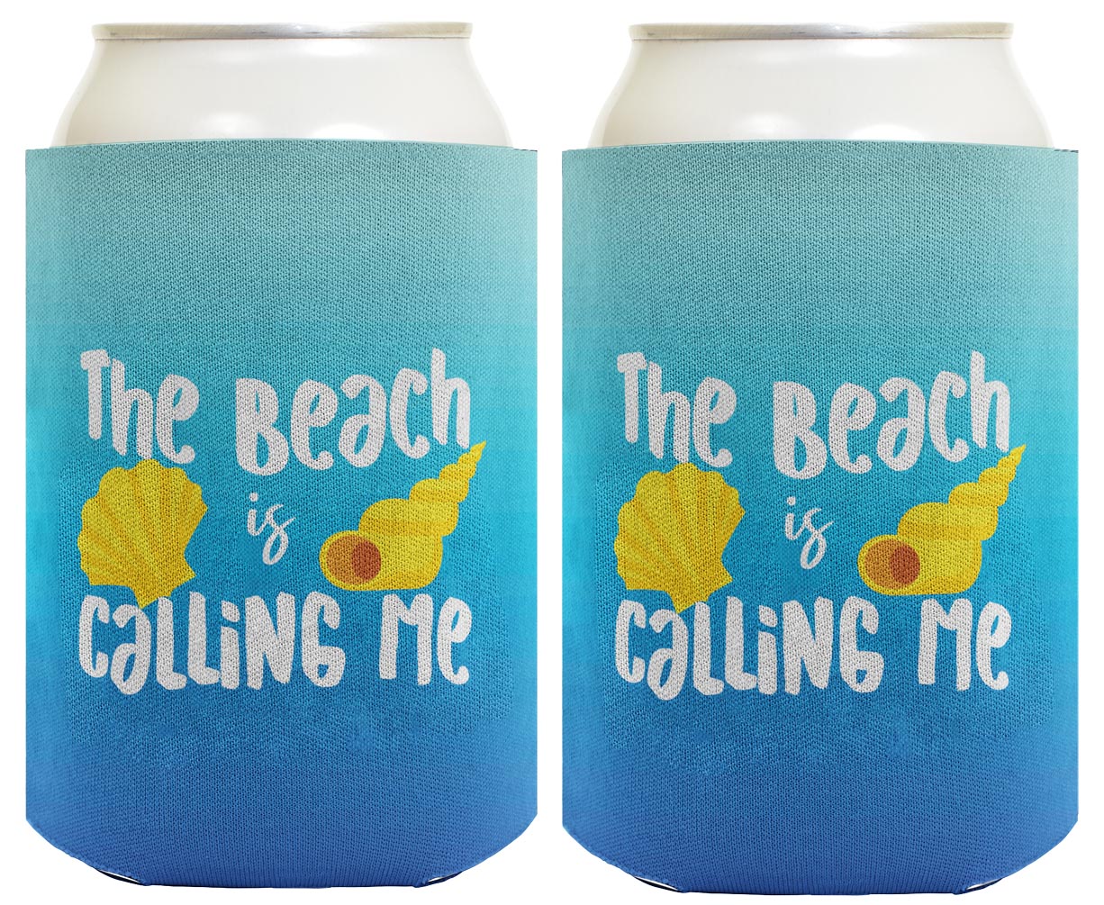 Summer Vibes The Beach Is Calling Me Standard or Slim Can Thermocooler Drink Sleeve
