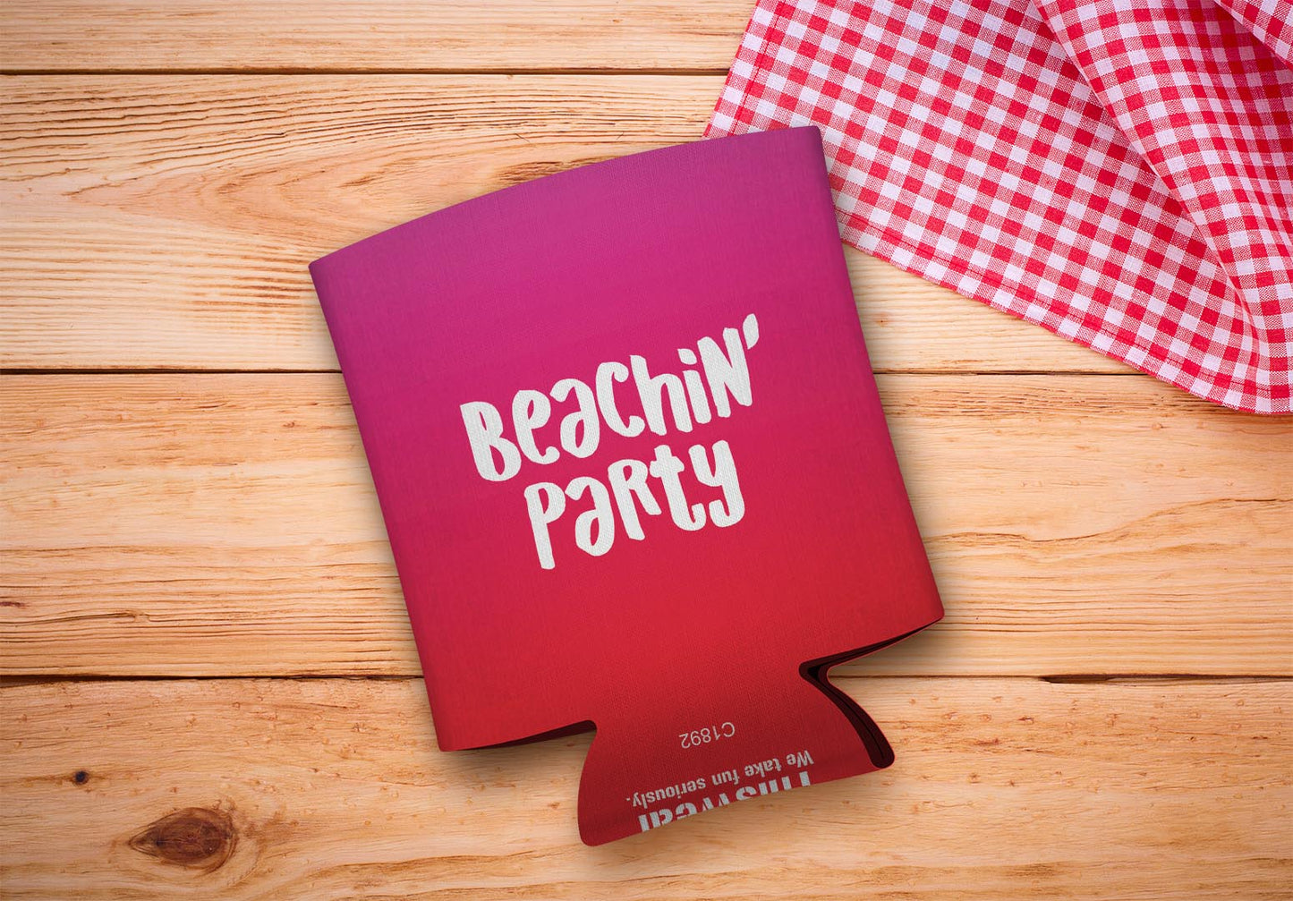 drink sleeve on a wood background