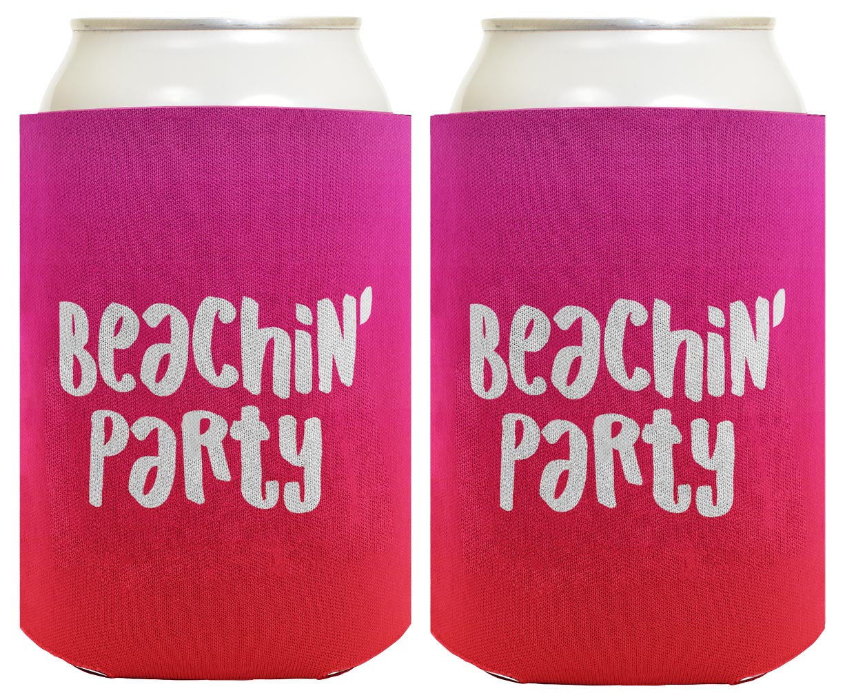 Summer Vibes Beachin Party Standard or Slim Can Thermocooler Drink Sleeve