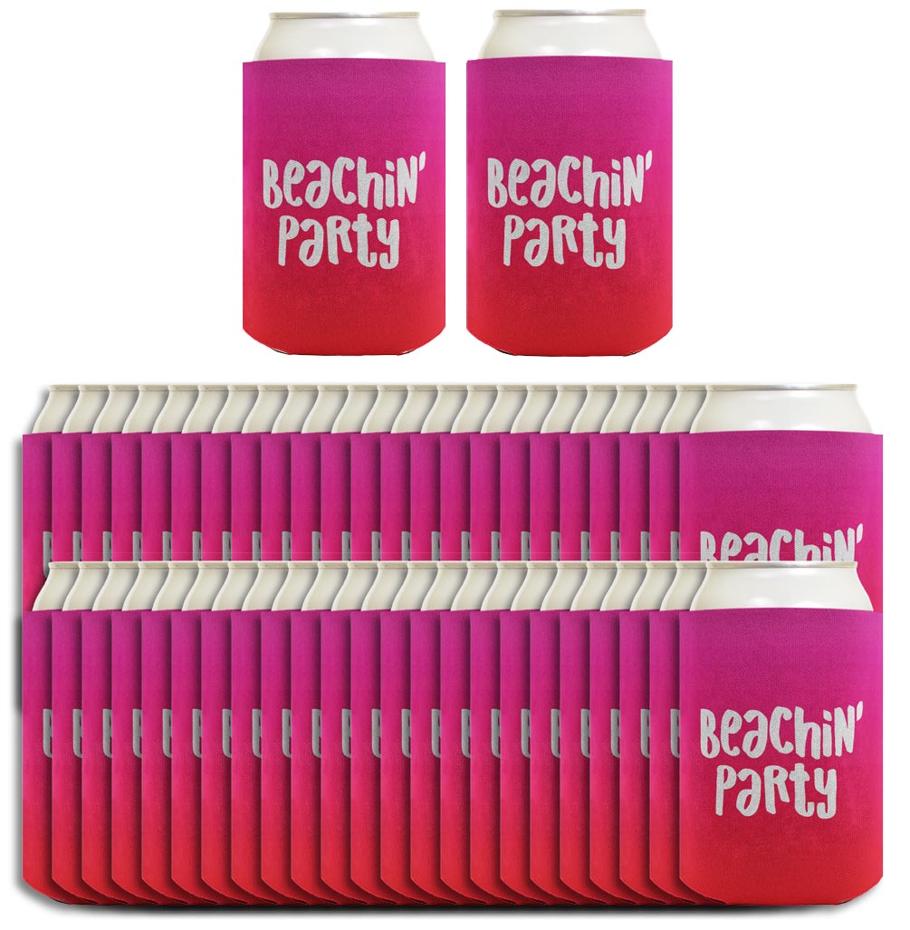 Summer Vibes Beachin Party Standard or Slim Can Thermocooler Drink Sleeve
