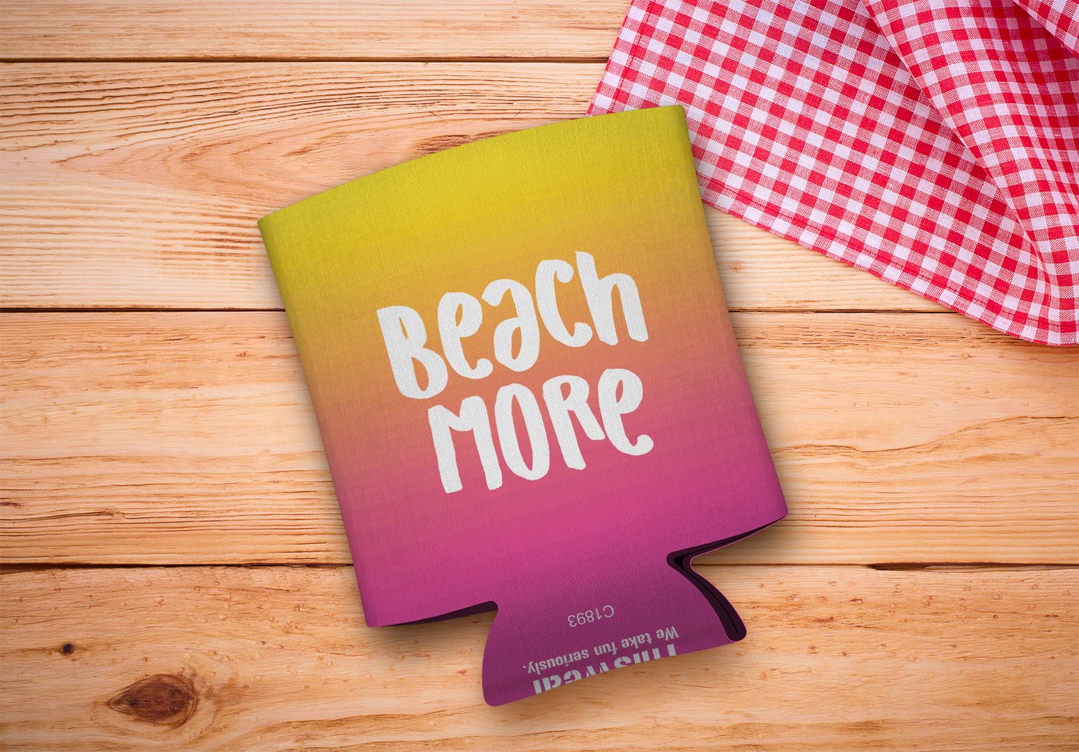 drink sleeve on a wood background