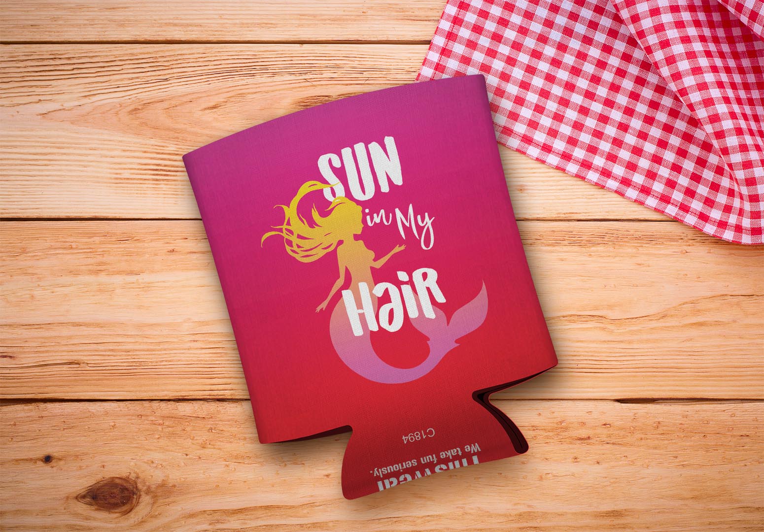 drink sleeve on a wood background