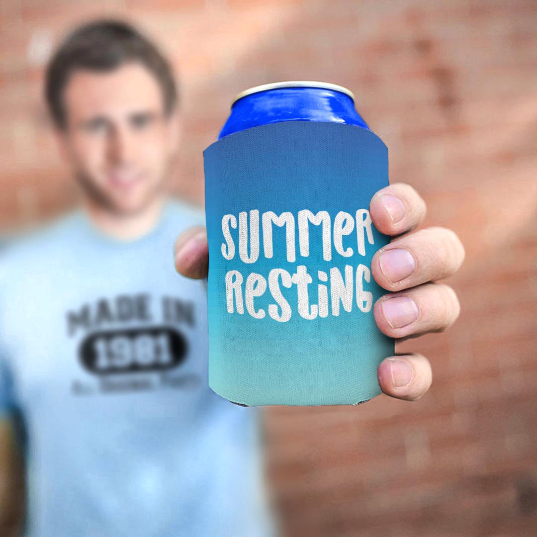man holding drink sleeve