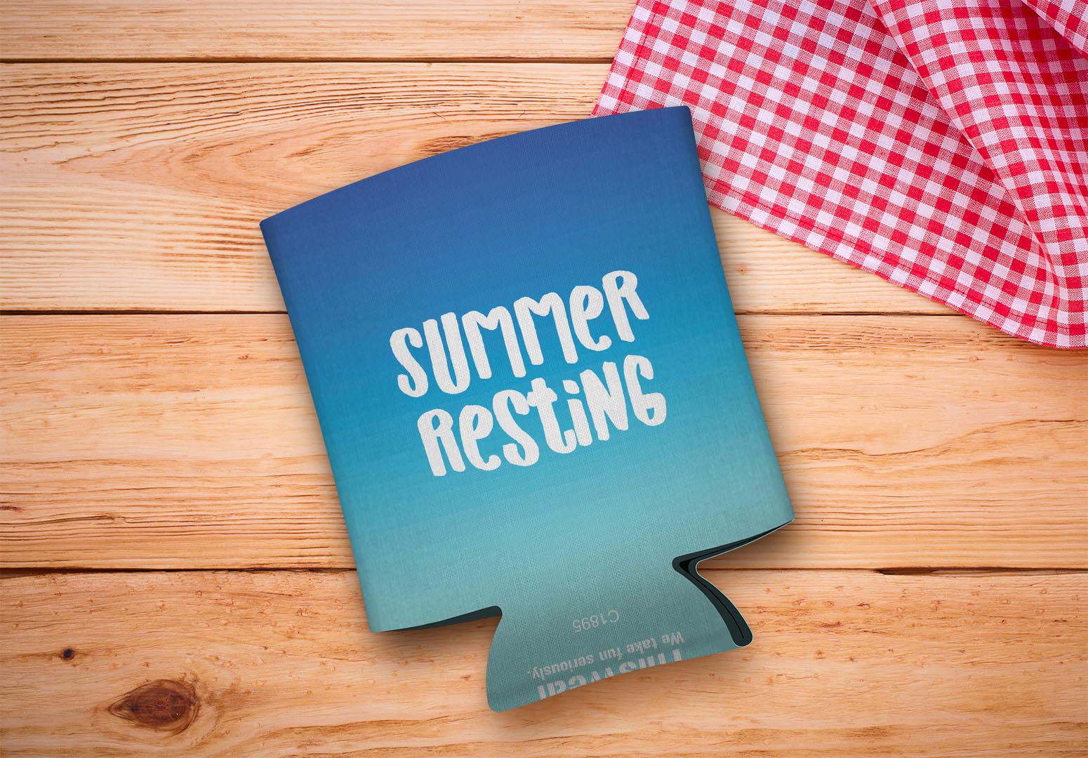 drink sleeve on a wood background