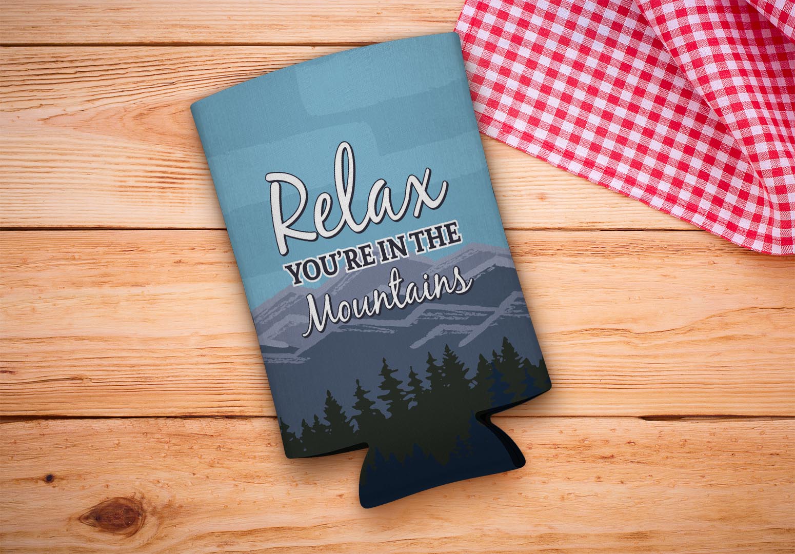 drink sleeve on a wood background