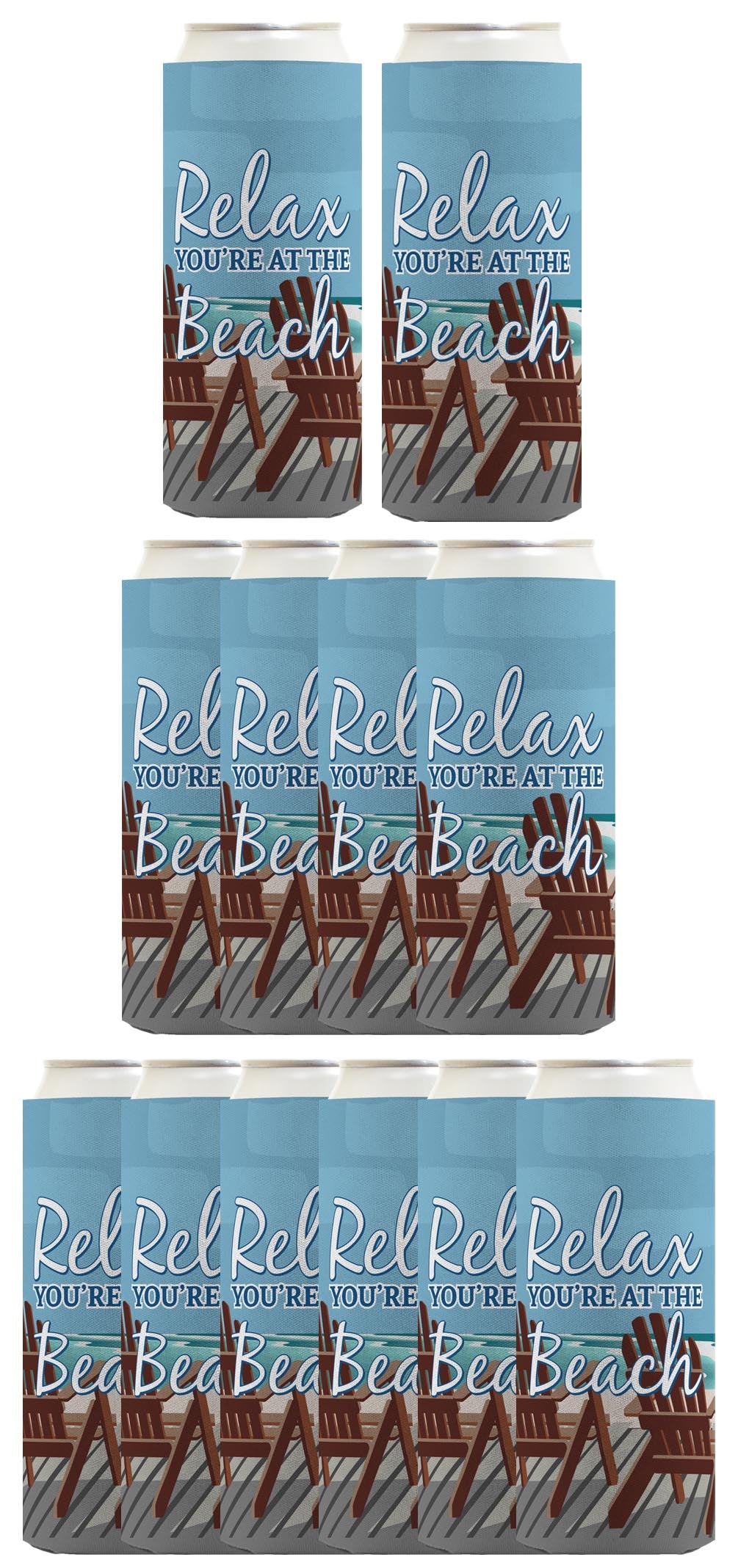 Relax You're at the Beach Standard or Slim Can Thermocooler Drink Sleeve