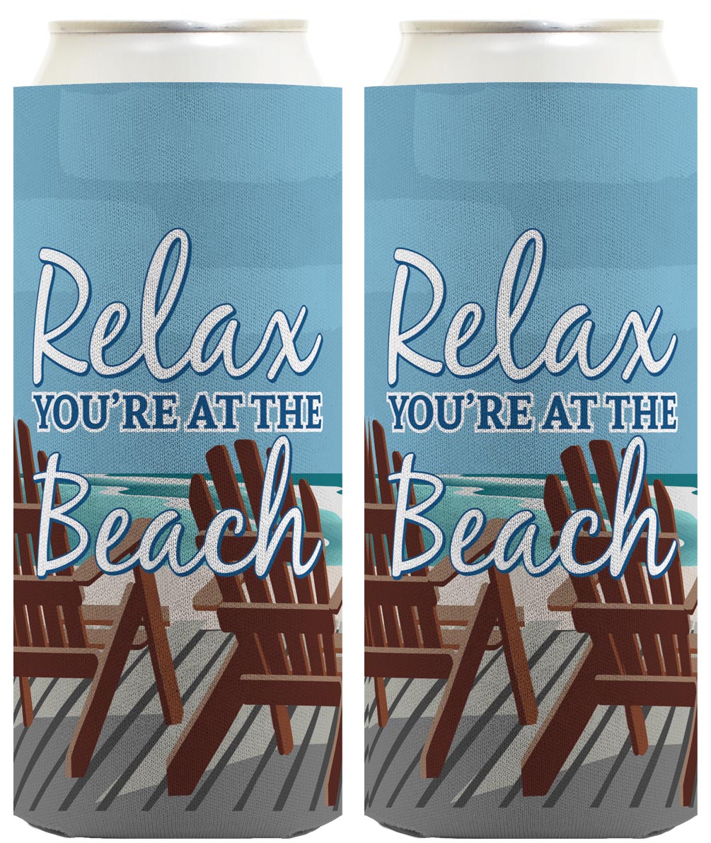 Relax You're at the Beach Standard or Slim Can Thermocooler Drink Sleeve