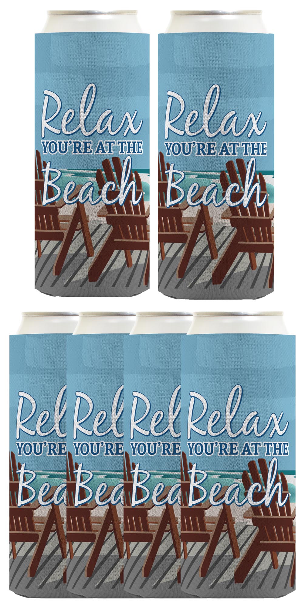 Relax You're at the Beach Standard or Slim Can Thermocooler Drink Sleeve