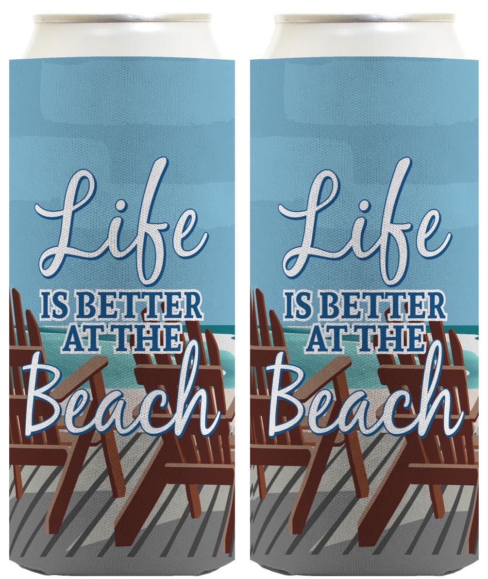 Life is Better at the Beach Standard or Slim Can Thermocooler Drink Sleeve