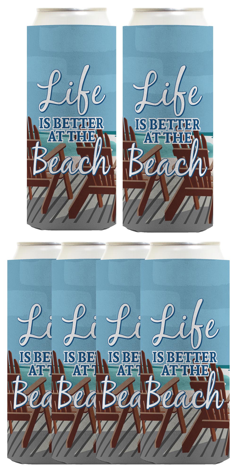 Life is Better at the Beach Standard or Slim Can Thermocooler Drink Sleeve