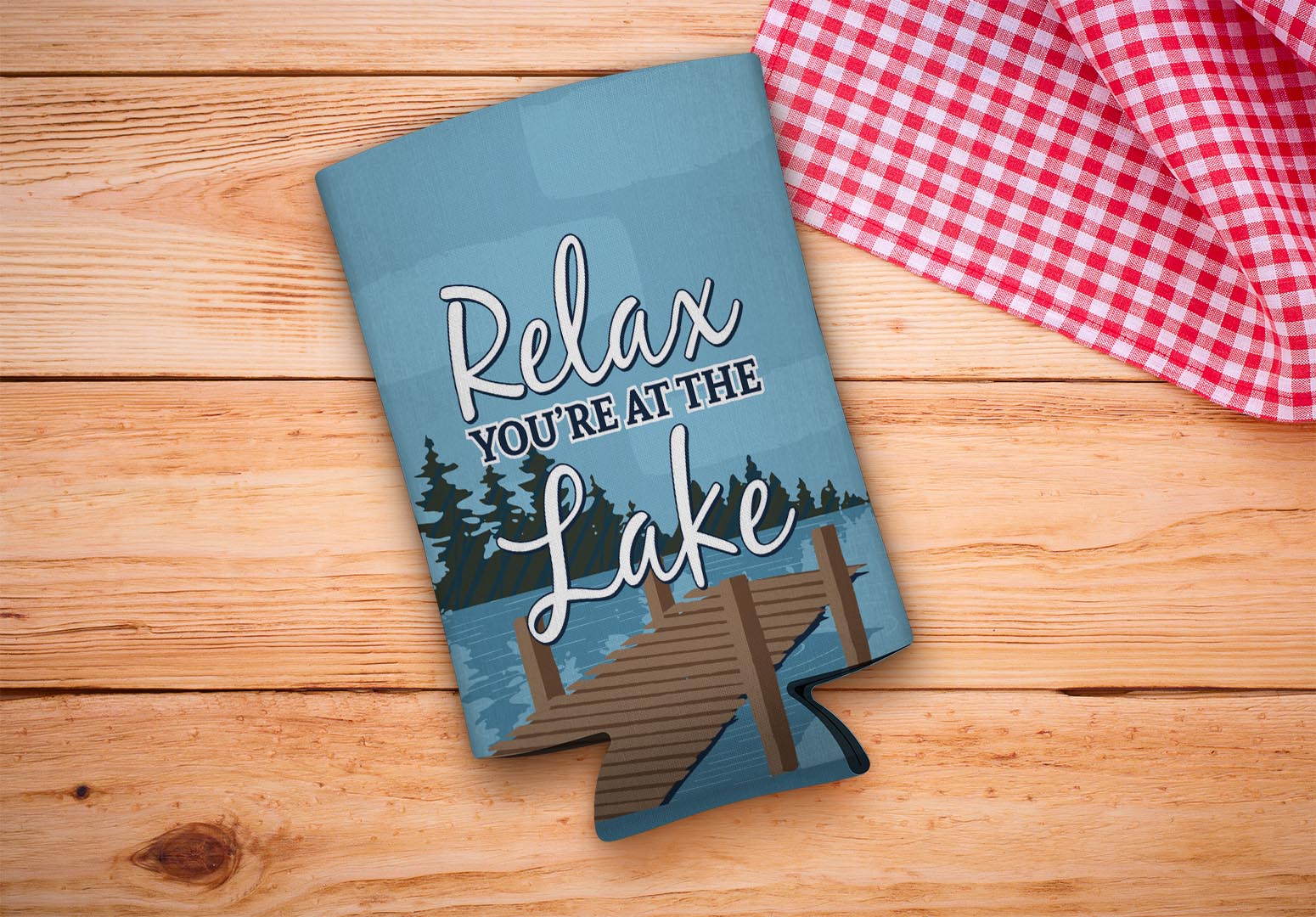 drink sleeve on a wood background