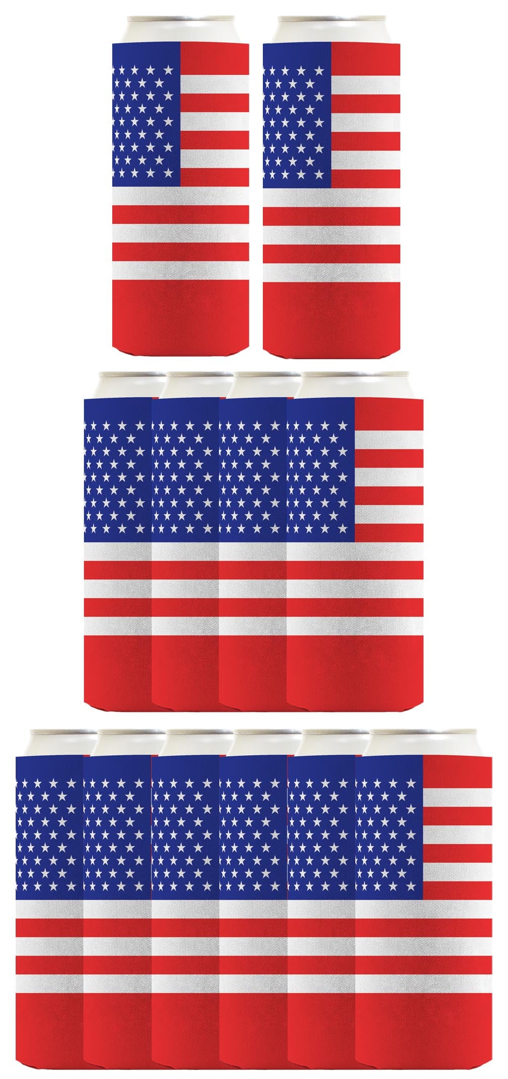 American Flag Horizontal Standard or Slim Can Thermocooler Drink Sleeve