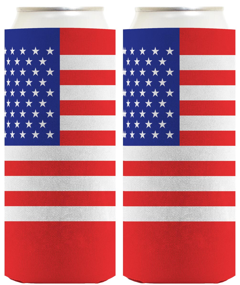 American Flag Horizontal Standard or Slim Can Thermocooler Drink Sleeve