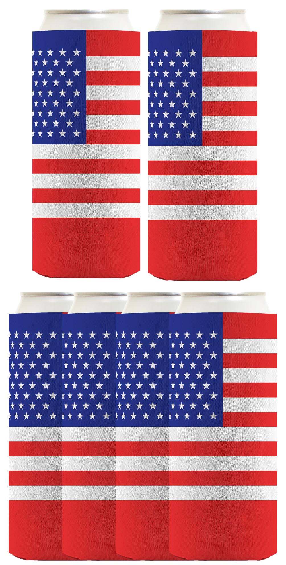 American Flag Horizontal Standard or Slim Can Thermocooler Drink Sleeve