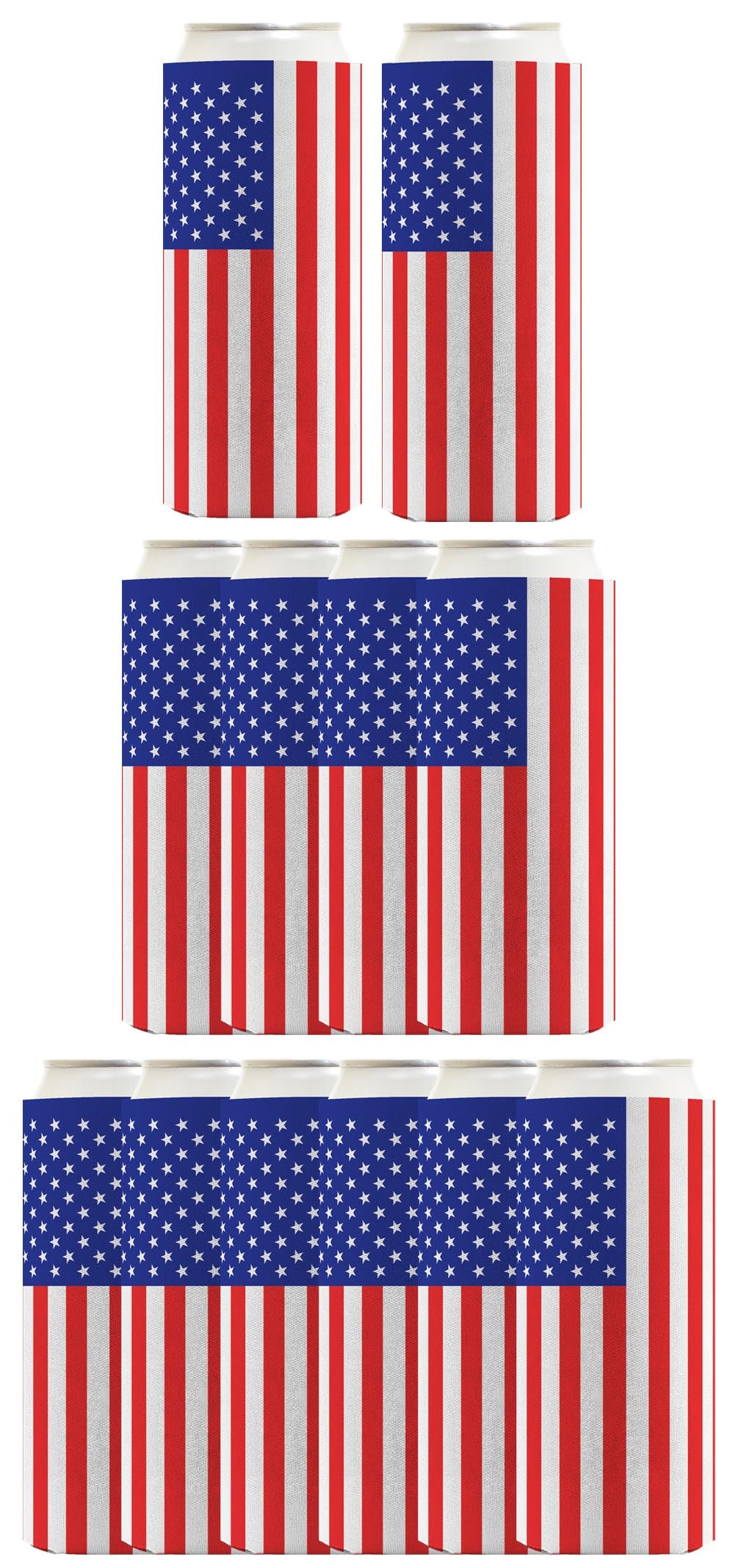 American Flag Vertical Standard or Slim Can Thermocooler Drink Sleeve
