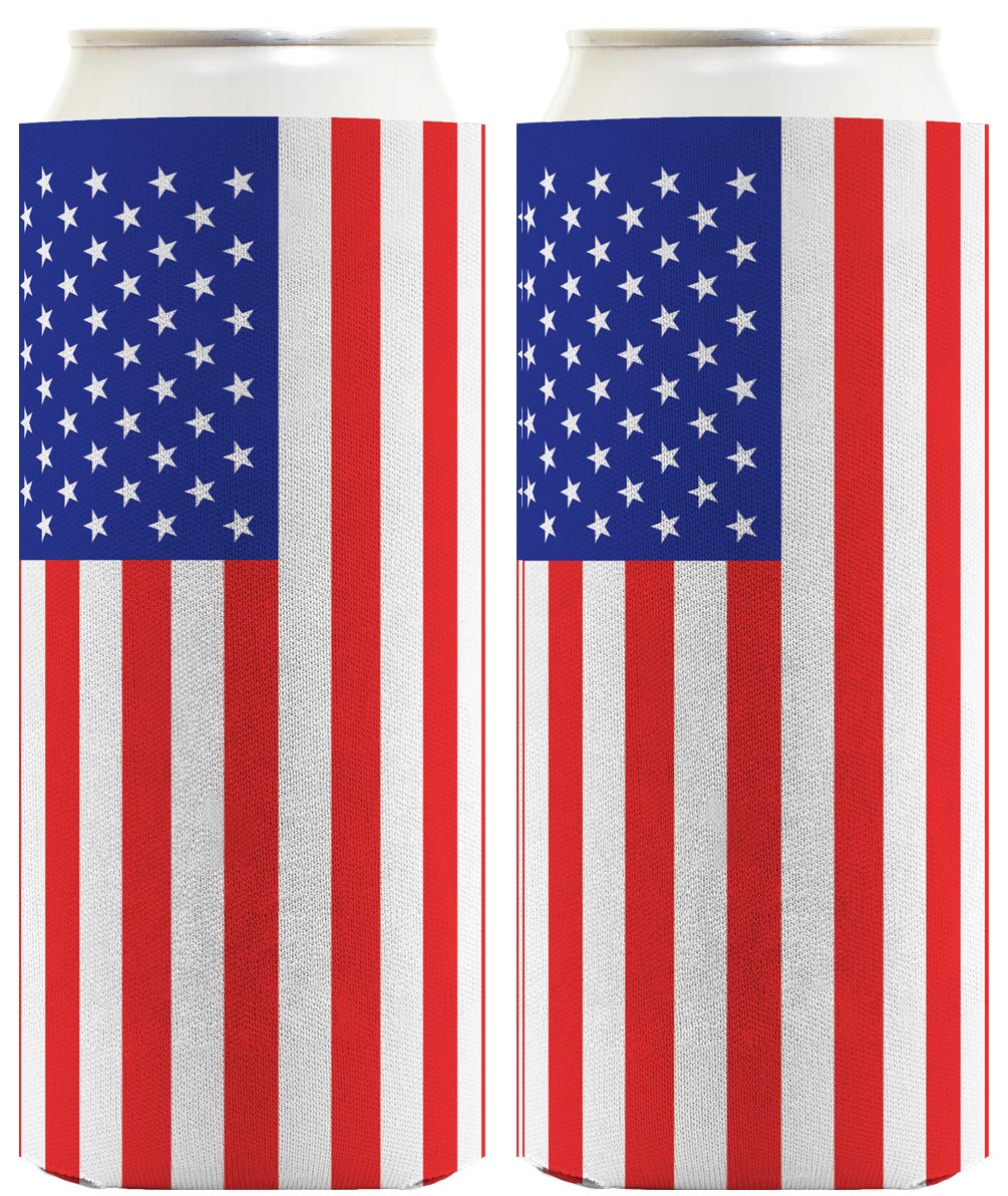 American Flag Vertical Standard or Slim Can Thermocooler Drink Sleeve