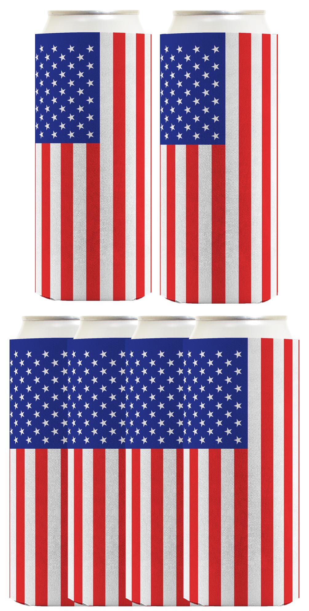 American Flag Vertical Standard or Slim Can Thermocooler Drink Sleeve