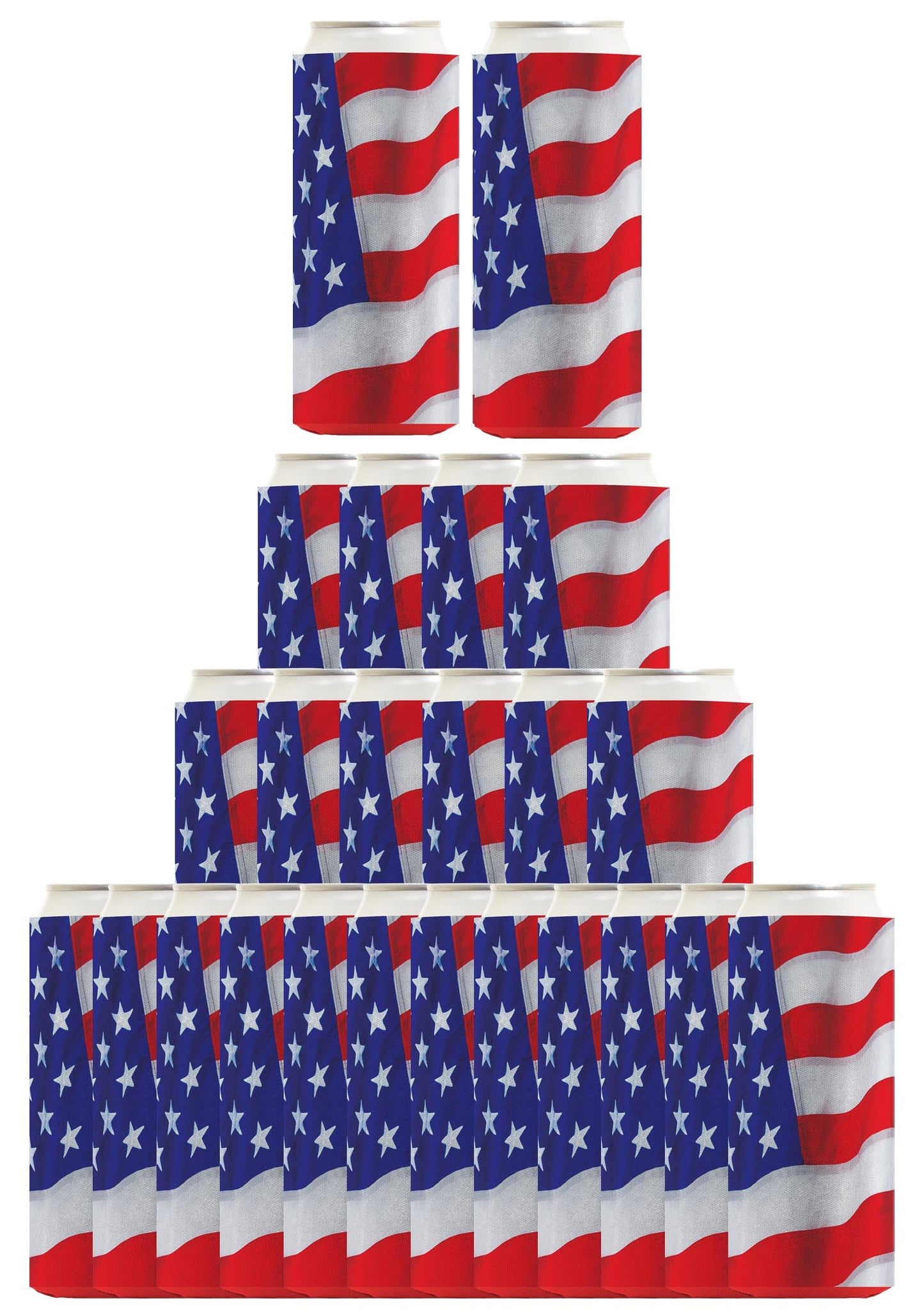 USA Flag Waving Horizontal Standard or Slim Can Thermocooler Drink Sleeve