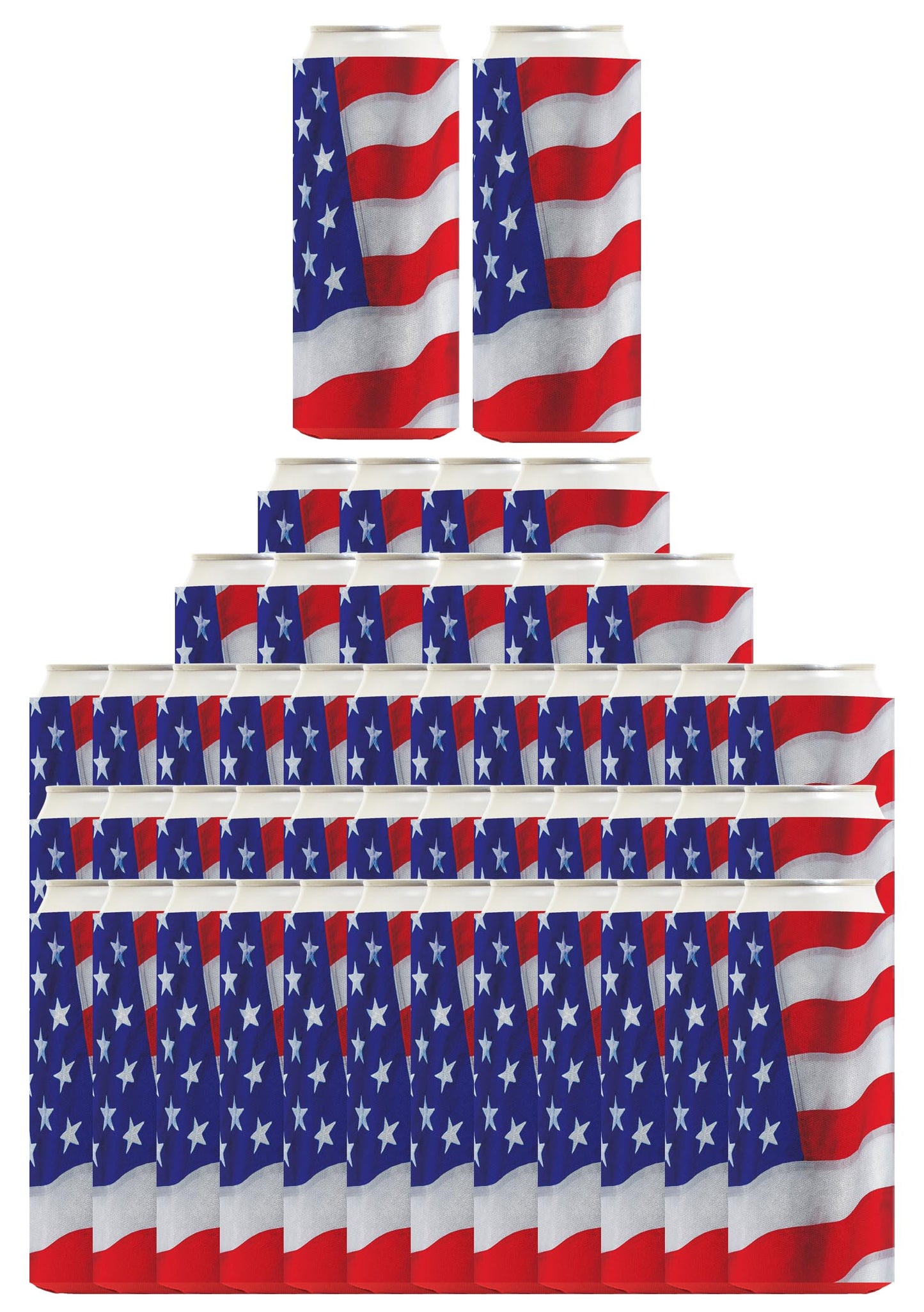 USA Flag Waving Horizontal Standard or Slim Can Thermocooler Drink Sleeve