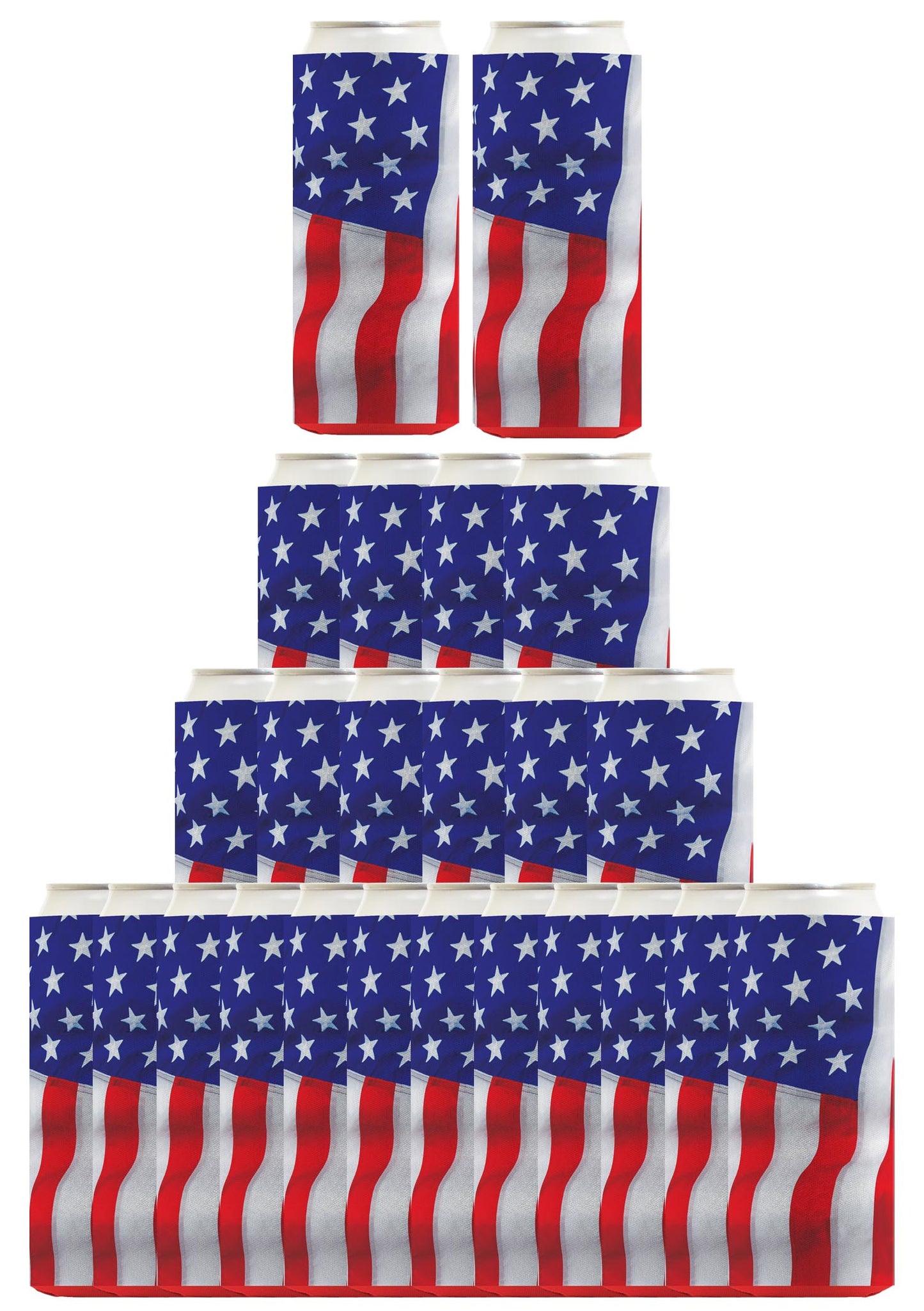 USA Flag Waving Vertical Standard or Slim Can Thermocooler Drink Sleeve
