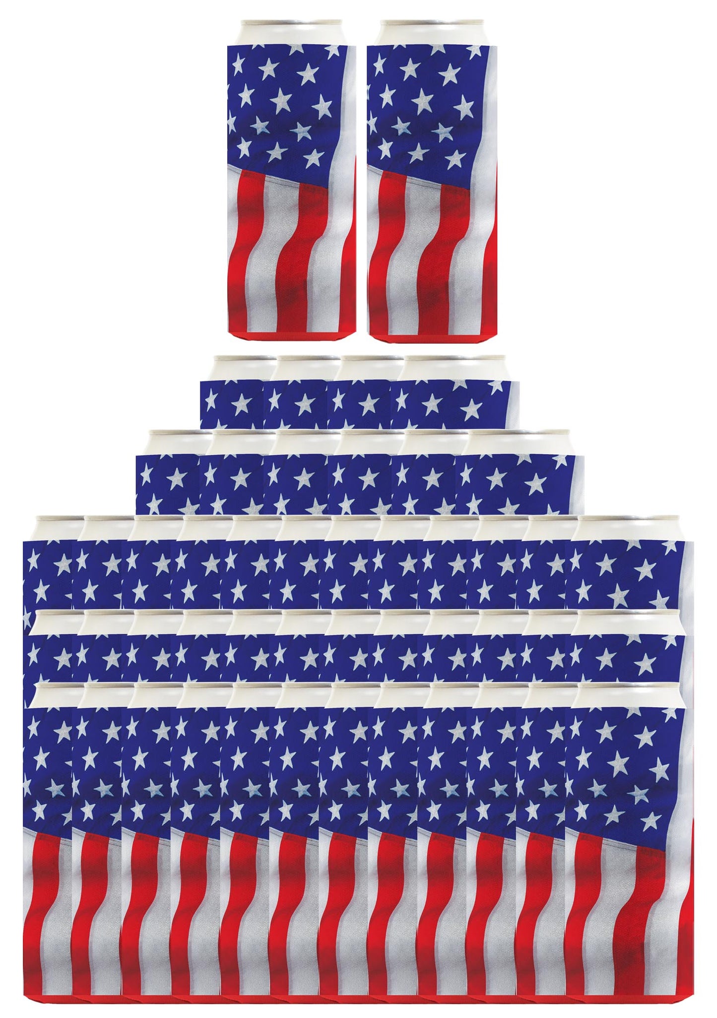 USA Flag Waving Vertical Standard or Slim Can Thermocooler Drink Sleeve