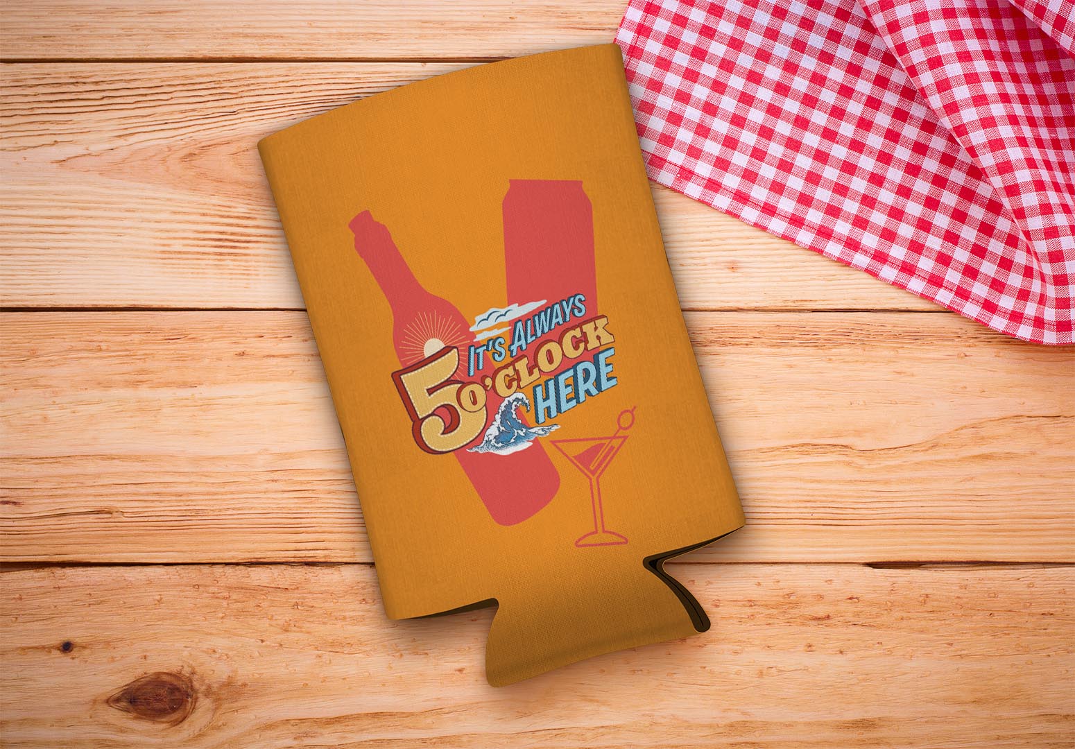 drink sleeve on a wood background