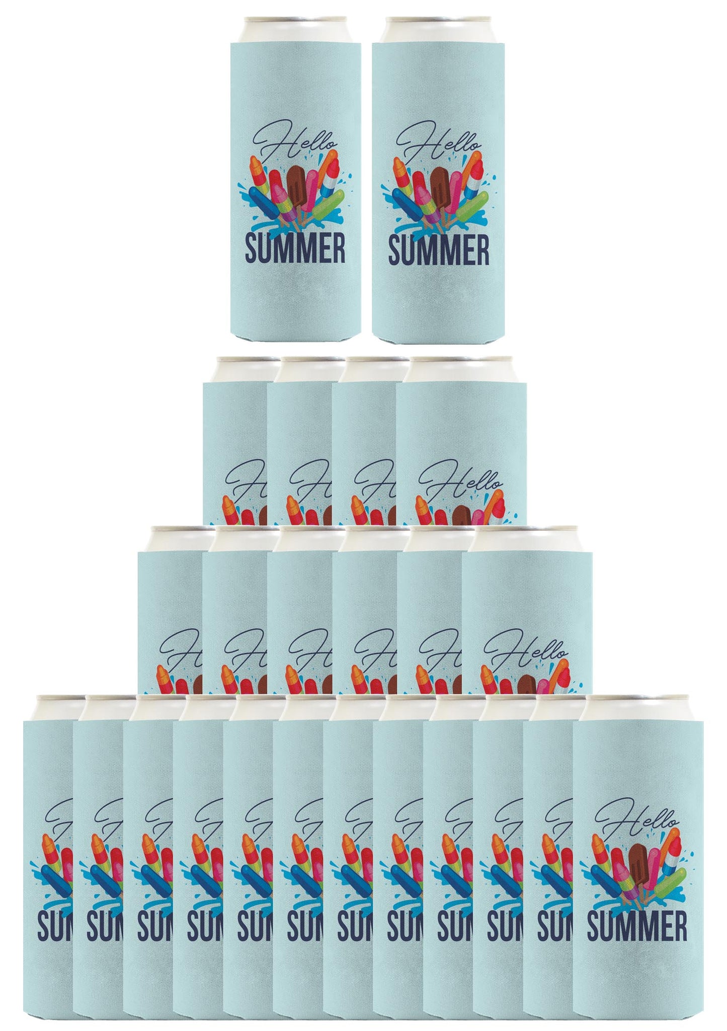 Hello Summer Ice Cream Popsicles Standard or Slim Can Thermocooler Drink Sleeve
