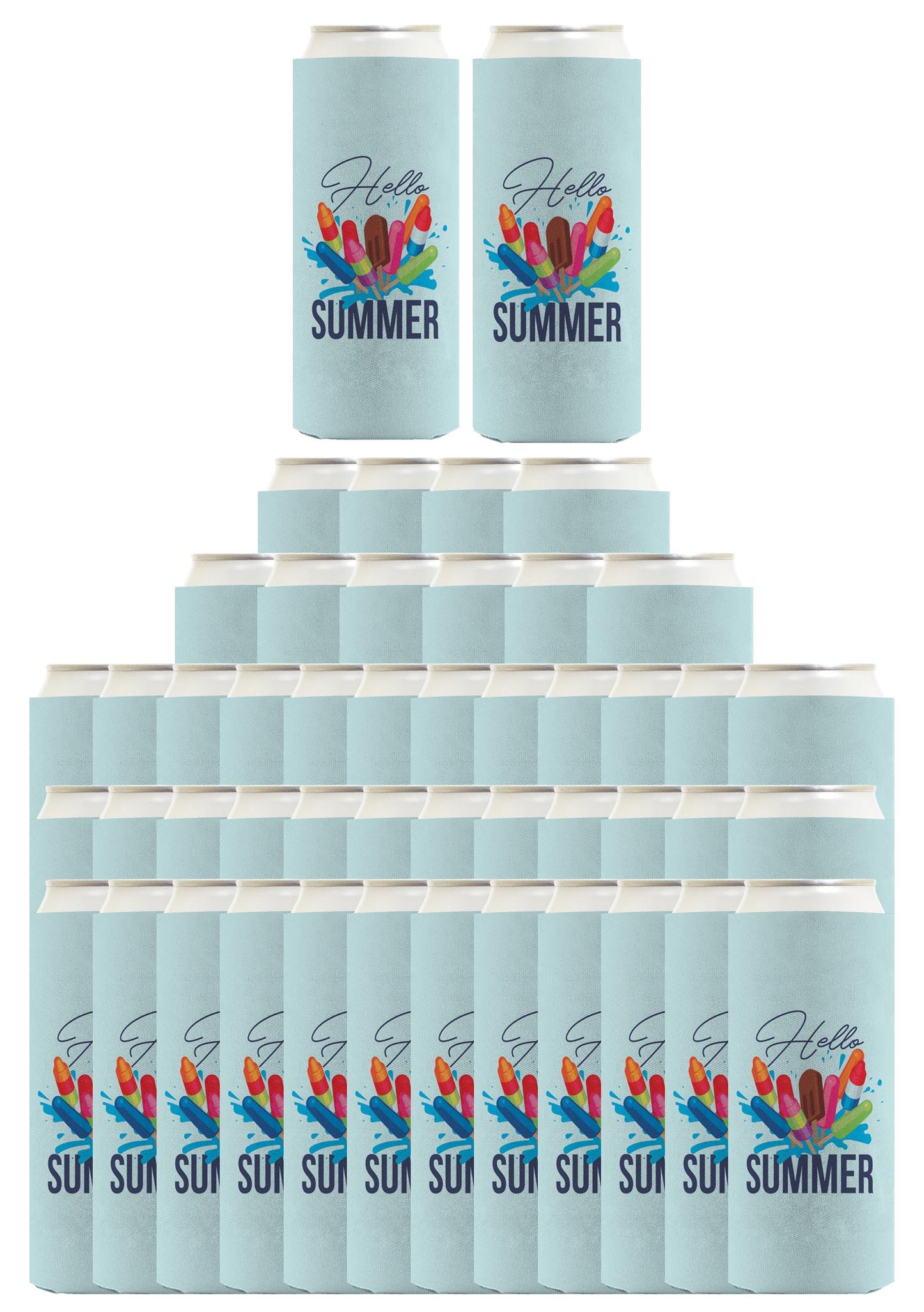 Hello Summer Ice Cream Popsicles Standard or Slim Can Thermocooler Drink Sleeve