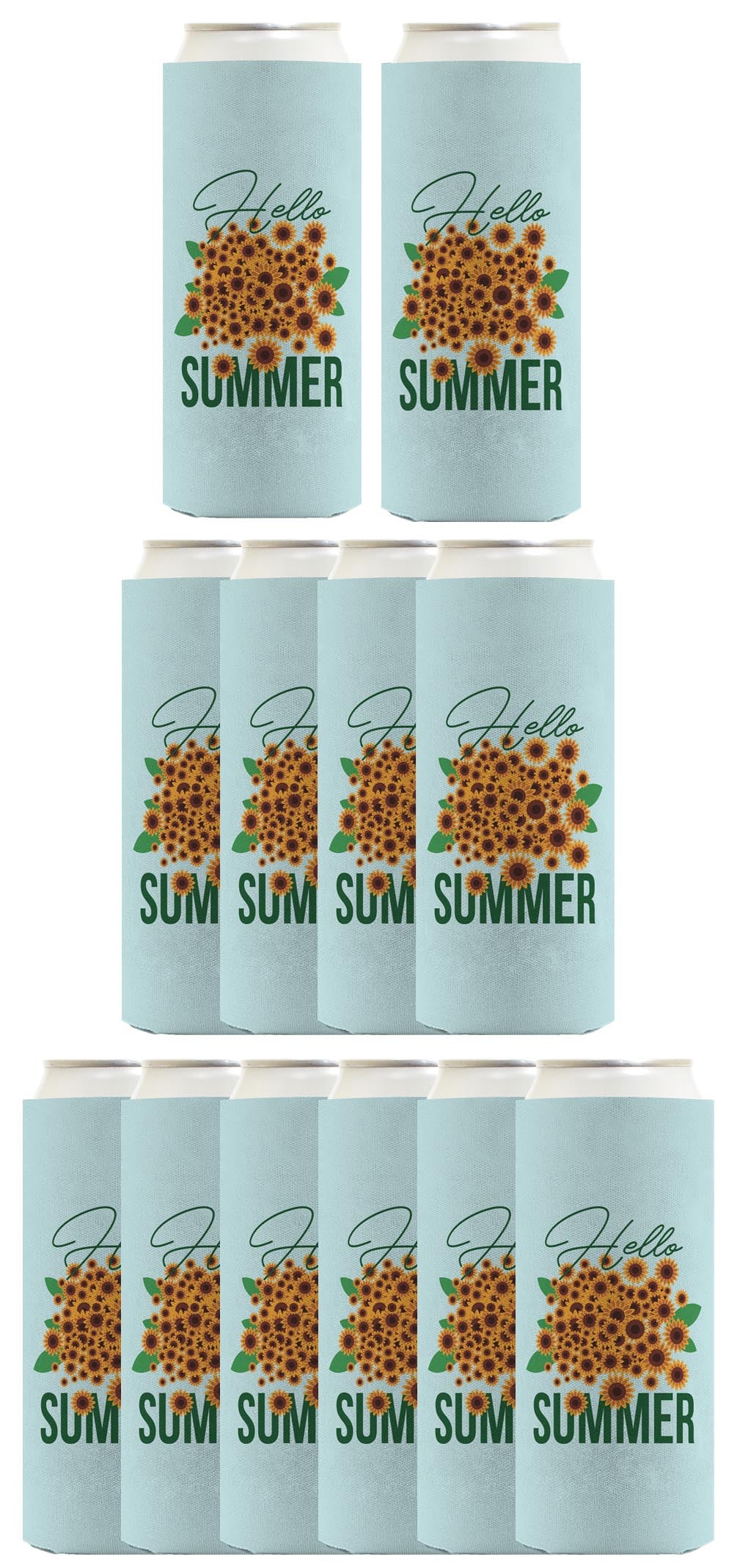 Hello Summer Sunflowers Standard or Slim Can Thermocooler Drink Sleeve