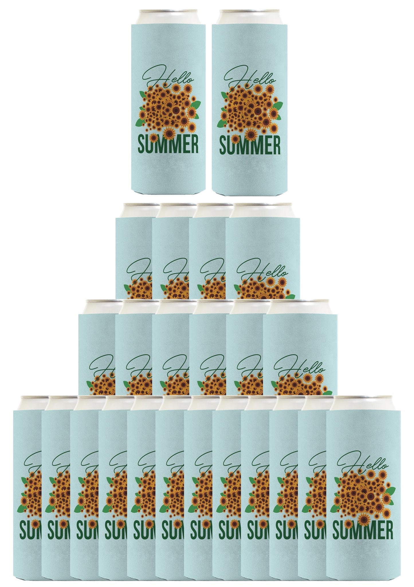 Hello Summer Sunflowers Standard or Slim Can Thermocooler Drink Sleeve