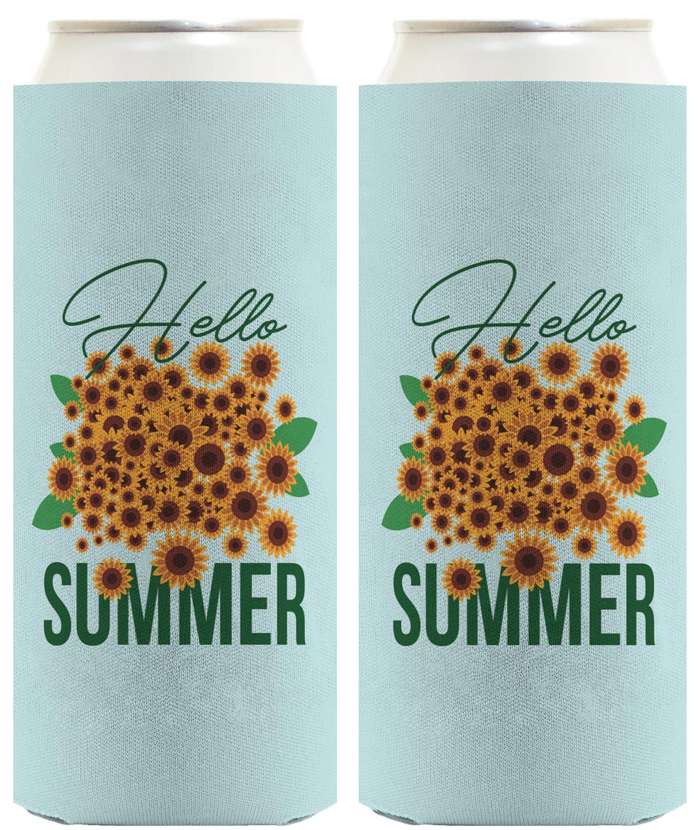 Hello Summer Sunflowers Standard or Slim Can Thermocooler Drink Sleeve