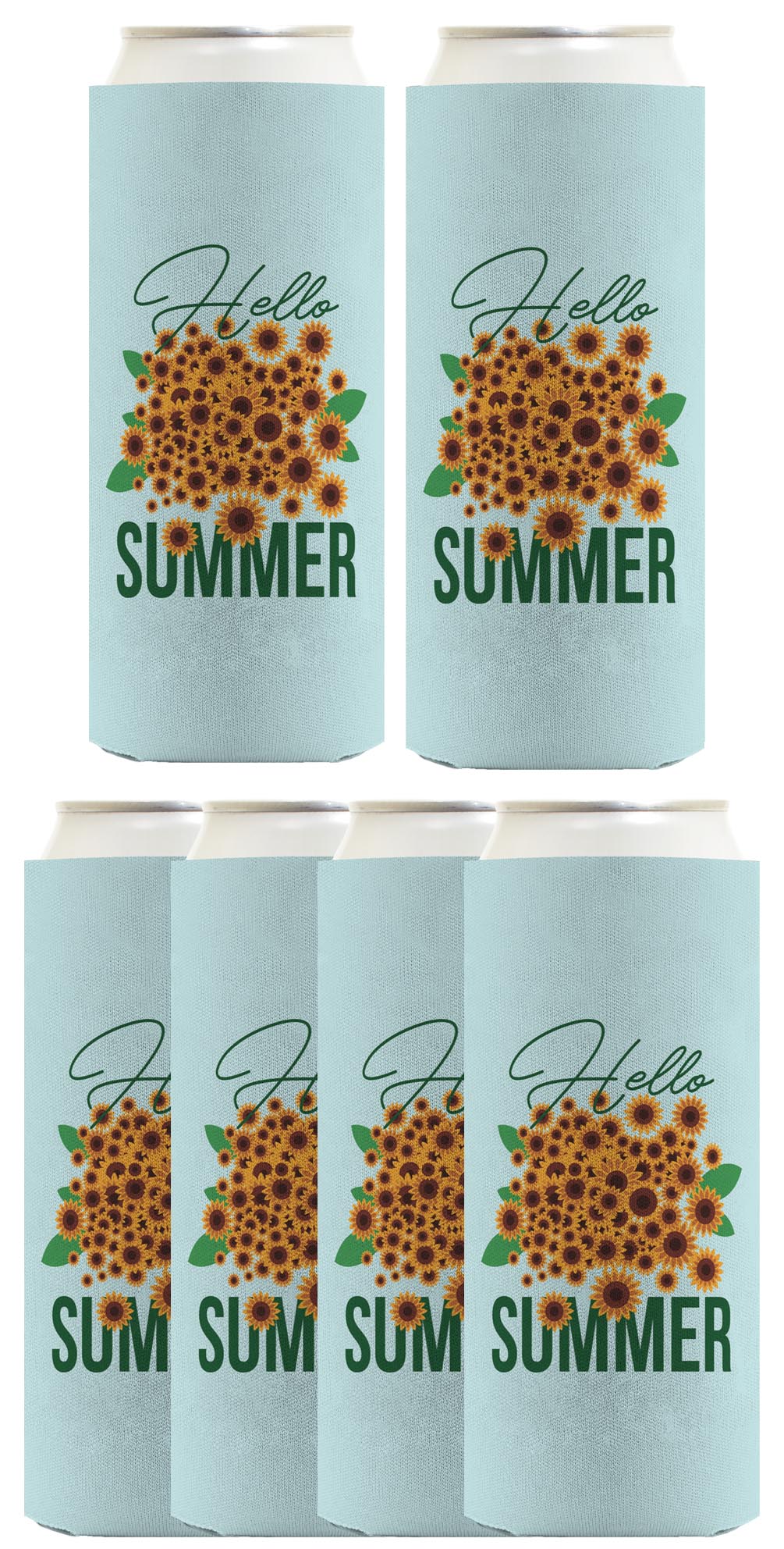 Hello Summer Sunflowers Standard or Slim Can Thermocooler Drink Sleeve