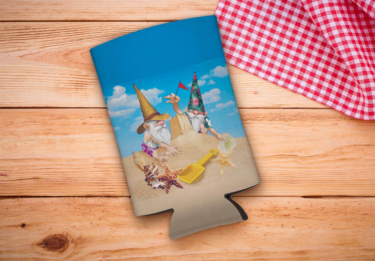 drink sleeve on a wood background