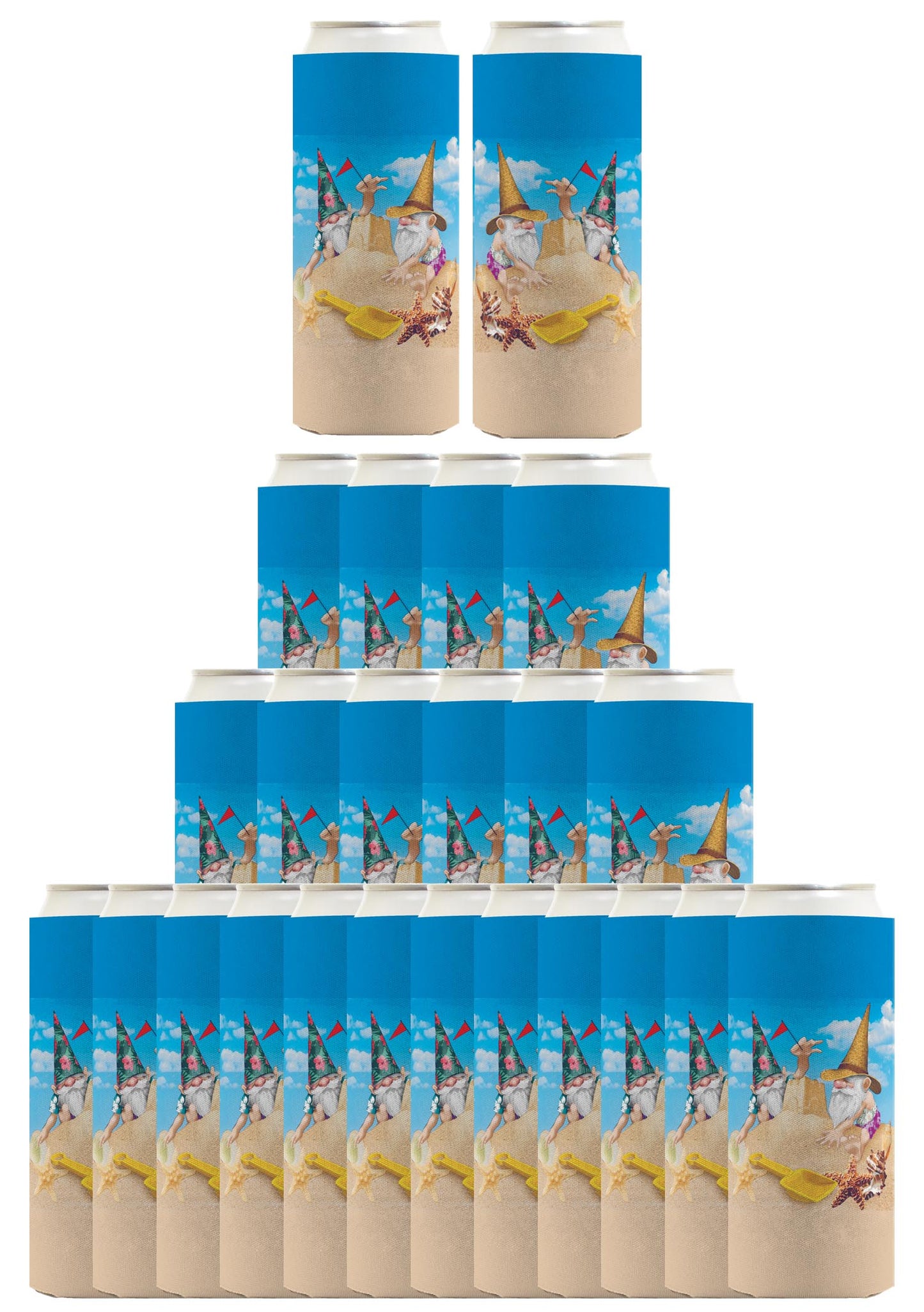 Beach Gnomes Sandcastle Standard or Slim Can Thermocooler Drink Sleeve