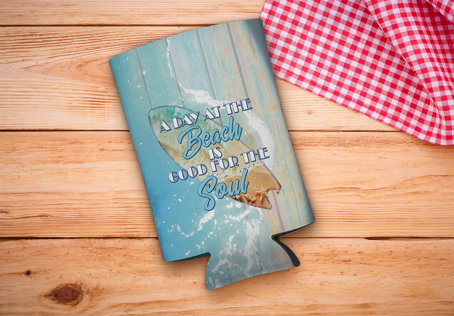 drink sleeve on a wood background