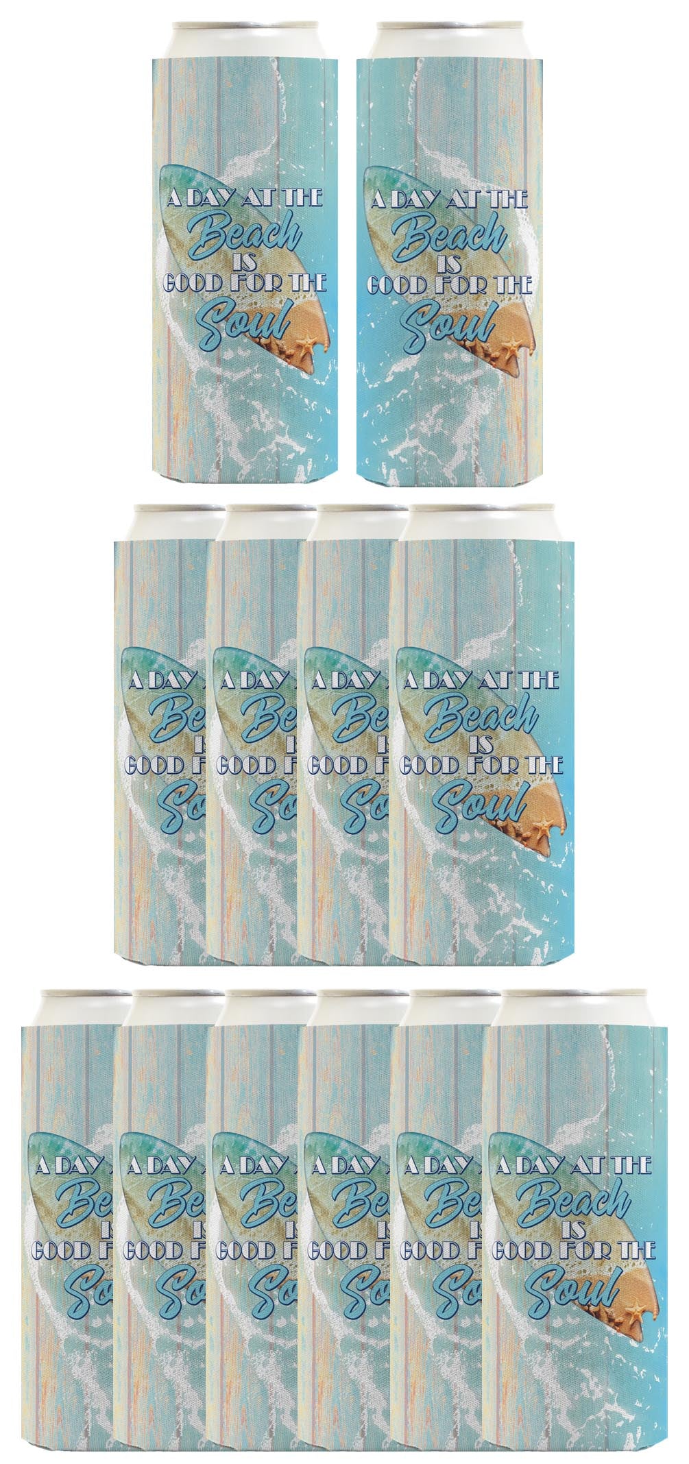 A Day At The Beach Is Good For The Soul Standard or Slim Can Thermocooler Drink Sleeve