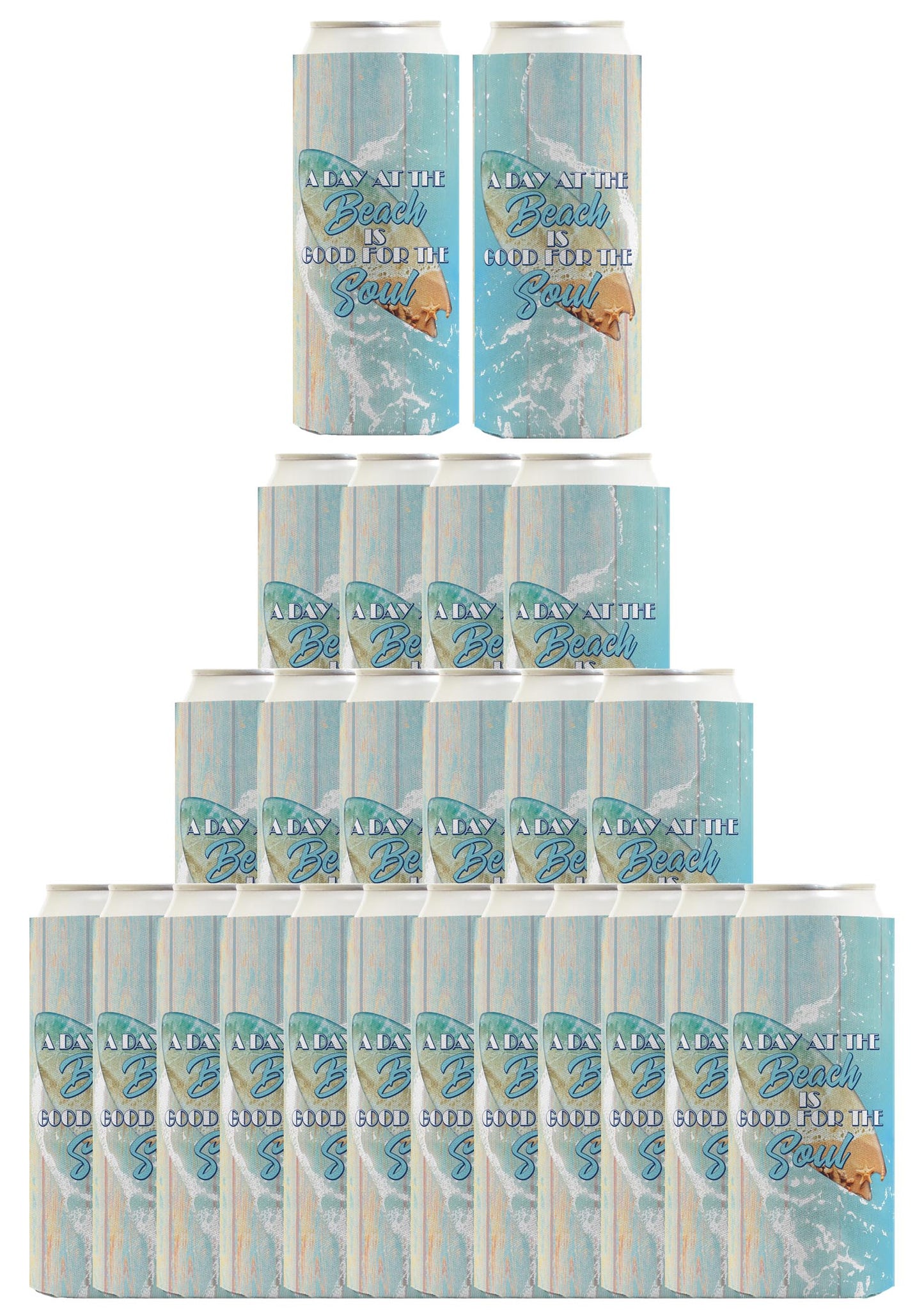 A Day At The Beach Is Good For The Soul Standard or Slim Can Thermocooler Drink Sleeve