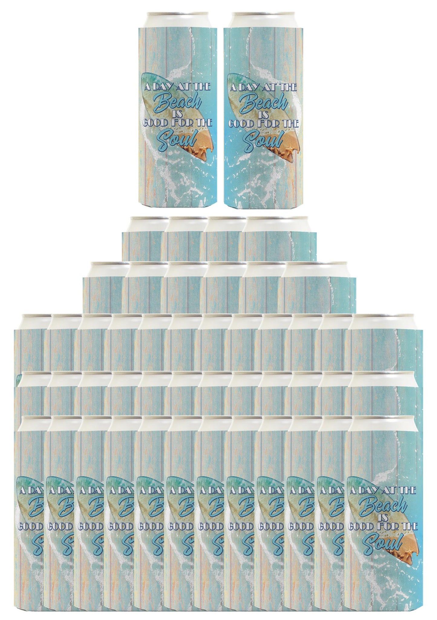 A Day At The Beach Is Good For The Soul Standard or Slim Can Thermocooler Drink Sleeve
