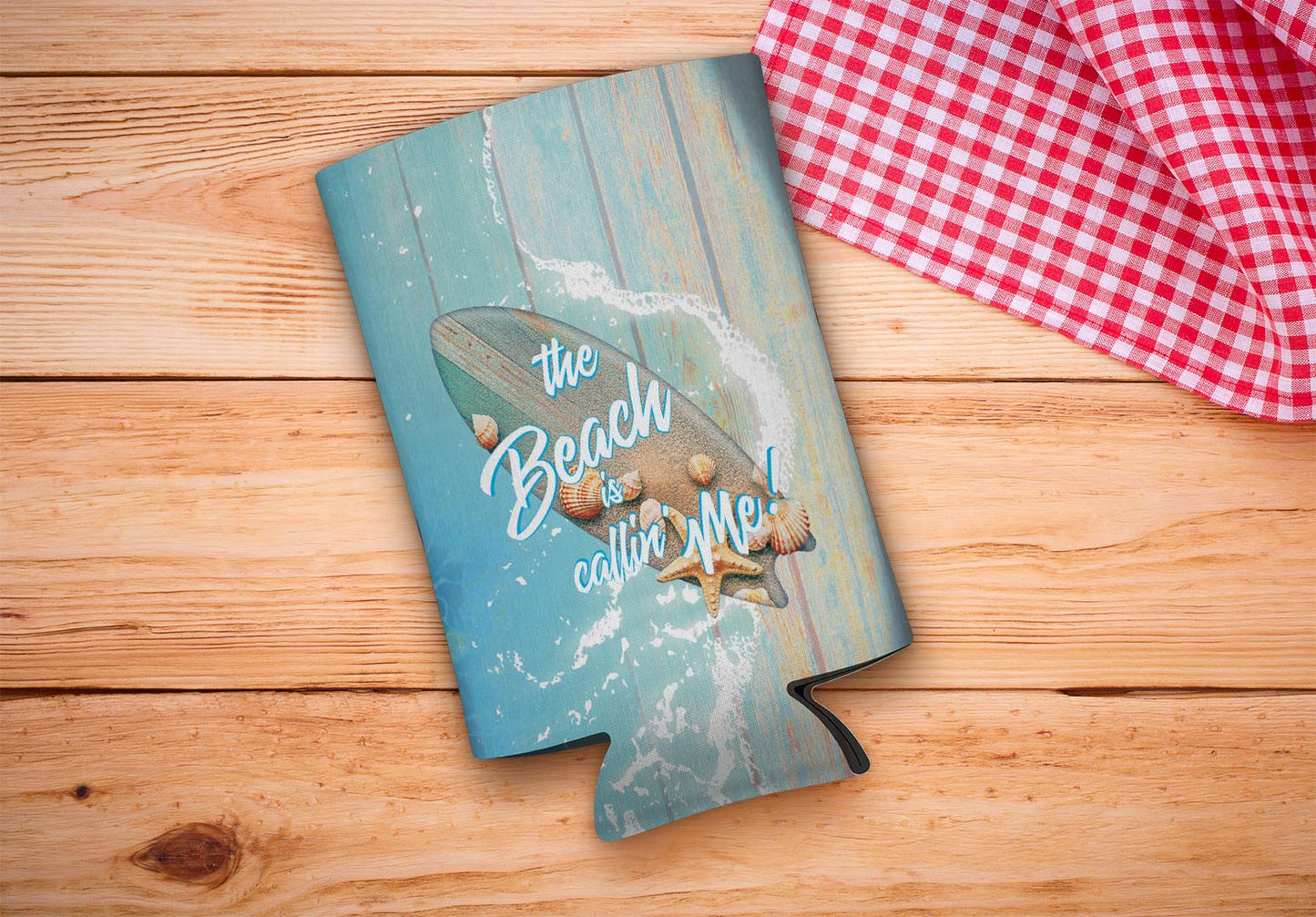 drink sleeve on a wood background