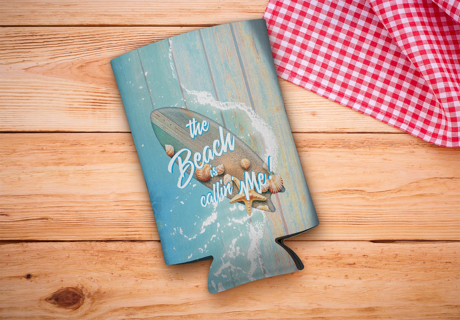 drink sleeve on a wood background