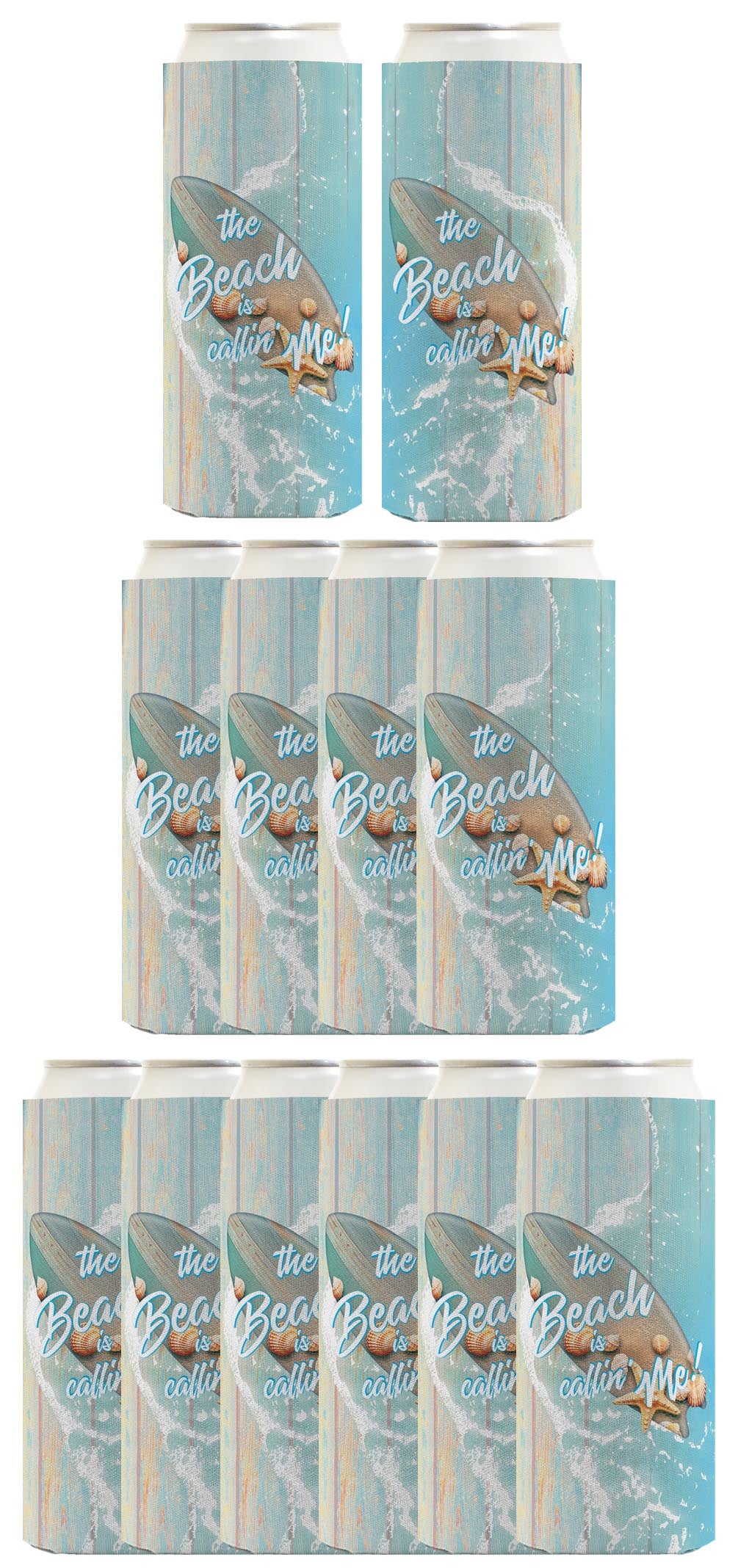 The Beach Is Callin' Me Standard or Slim Can Thermocooler Drink Sleeve