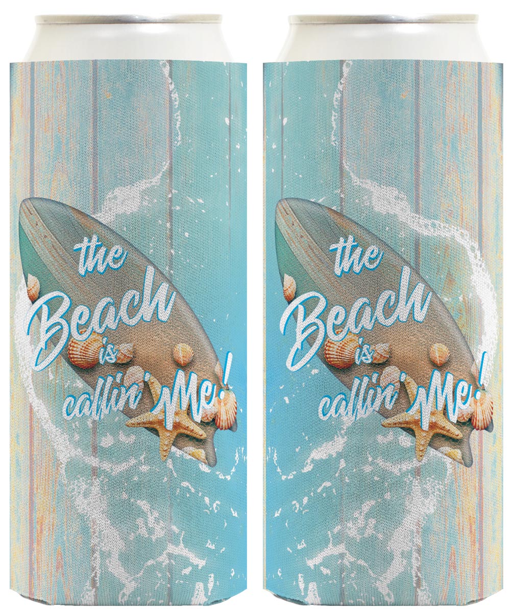 The Beach Is Callin' Me Standard or Slim Can Thermocooler Drink Sleeve