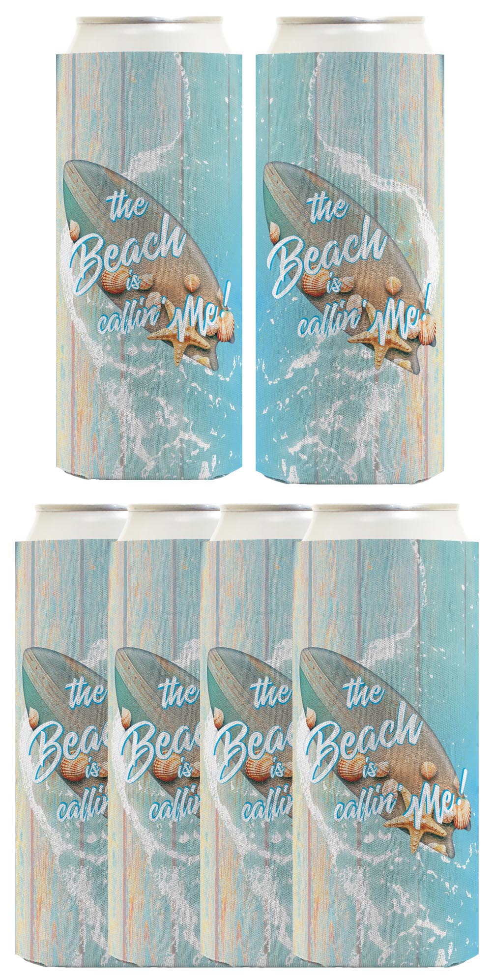The Beach Is Callin' Me Standard or Slim Can Thermocooler Drink Sleeve