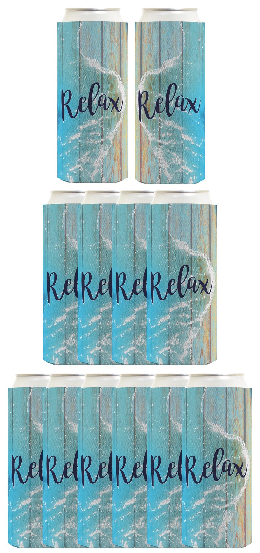 Relax Beach Vibes Standard or Slim Can Thermocooler Drink Sleeve